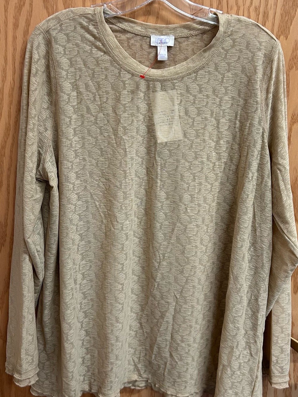 LOGO by Lori Goldstein Light Taupe Long-Sleeve Crewneck